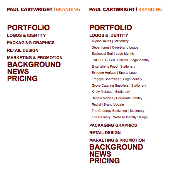 Client : Paul Cartwright Branding - development Client : Paul Cartwright Branding - development