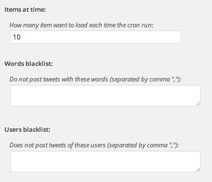 The moderated tweets preferences screen
