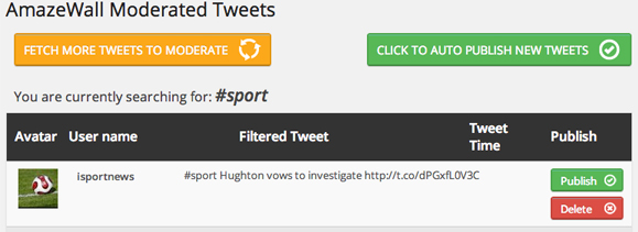 Moderation Tweet wall controls